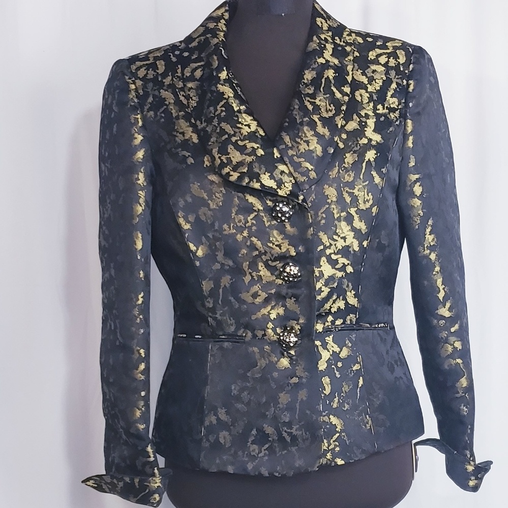 KASPER BLACK AND GOLD WOMEN'S BLAZER